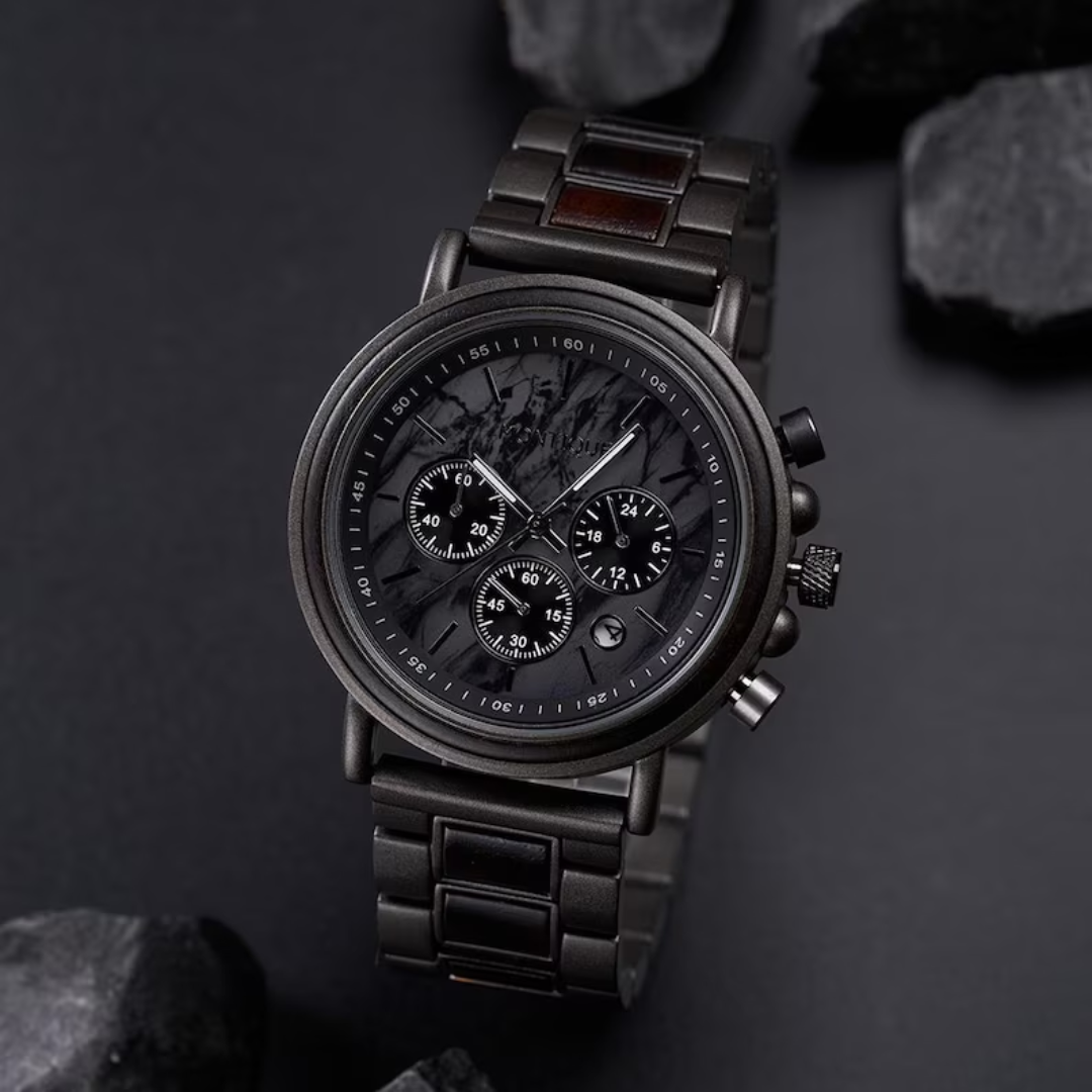 Engraved Walnut Watch for Husband - 1st Anniversary Gift For Boyfriend - Personalized Custom Marble Wooden Gift For Him - Mens Wedding Gift