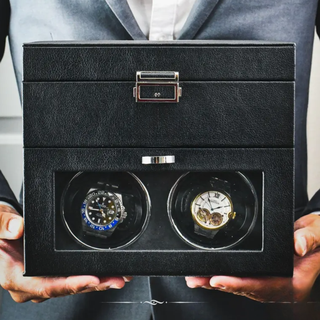 Watch Winding Machine Mirage Ebony Black Luxury Watch Winder Safe Case