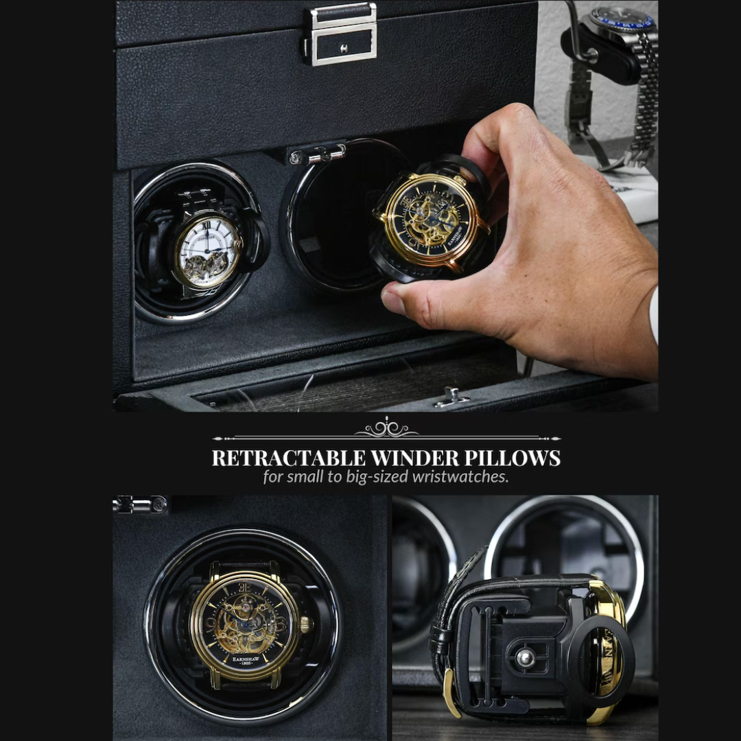 Watch Winding Machine Mirage Ebony Black Luxury Watch Winder Safe Case