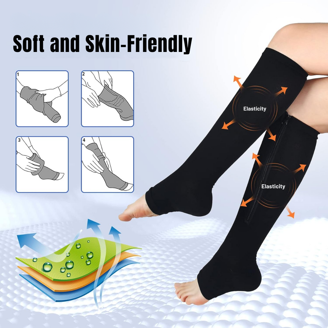 Zipper Compression Socks - Pain Relief Knee High Zip Leg Support