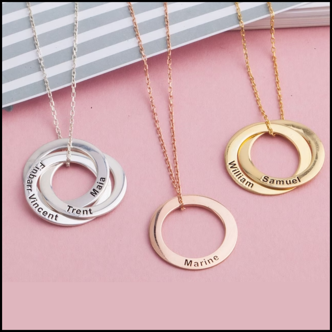14K Gold Multi Circle Name Personalized Necklace