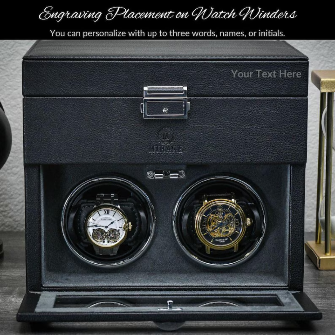 Watch Winding Machine Mirage Ebony Black Luxury Watch Winder Safe Case