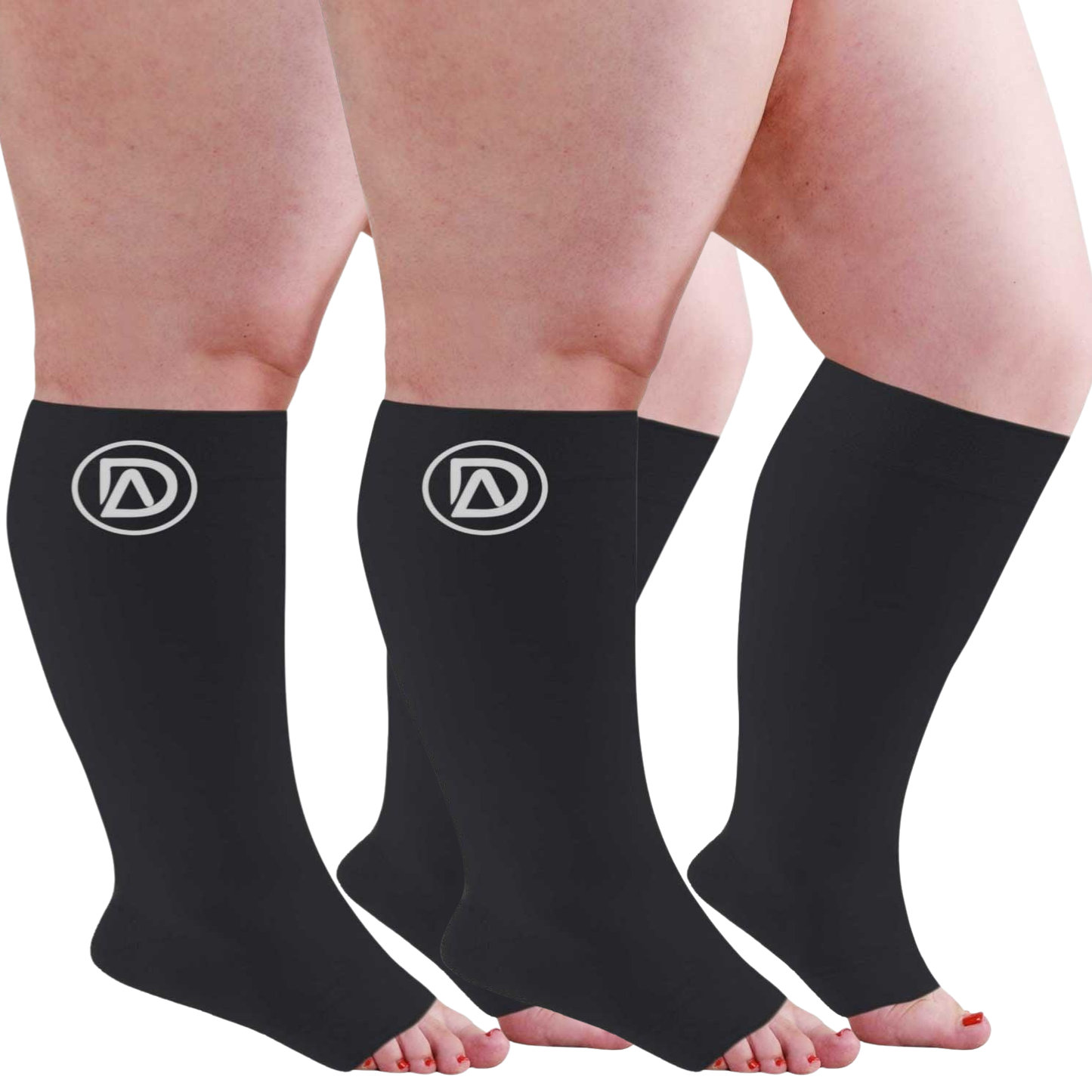 Bundle B (2 Pairs ToeLess) | Open Toe Compression Socks 20-30 mmHg | Toe Out
