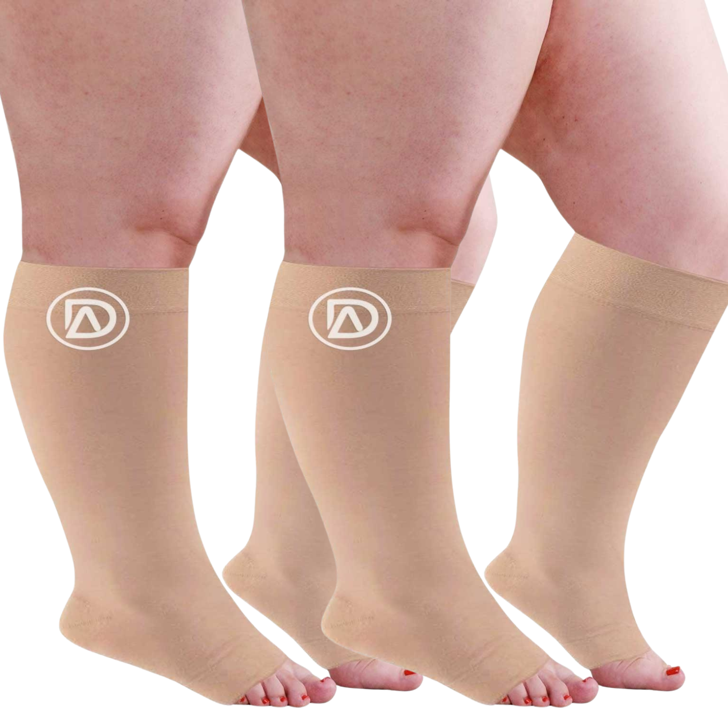Bundle B (2 Pairs ToeLess) | Open Toe Compression Socks 20-30 mmHg | Toe Out