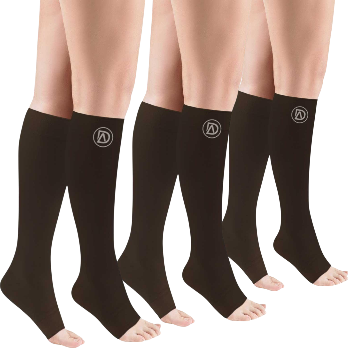 Bundle C ( 3 Pairs ToeLess ) | Open Toe Compression Socks 20-30 mmHg | Toe Out