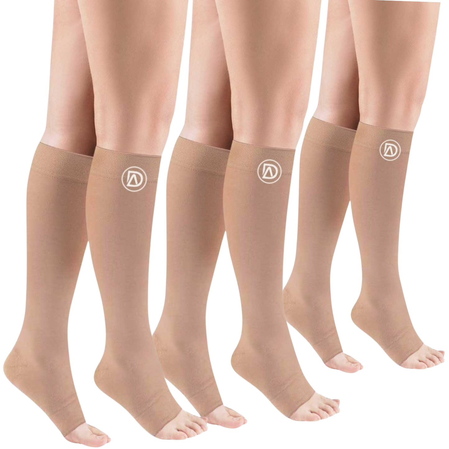 Bundle C ( 3 Pairs ToeLess ) | Open Toe Compression Socks 20-30 mmHg | Toe Out