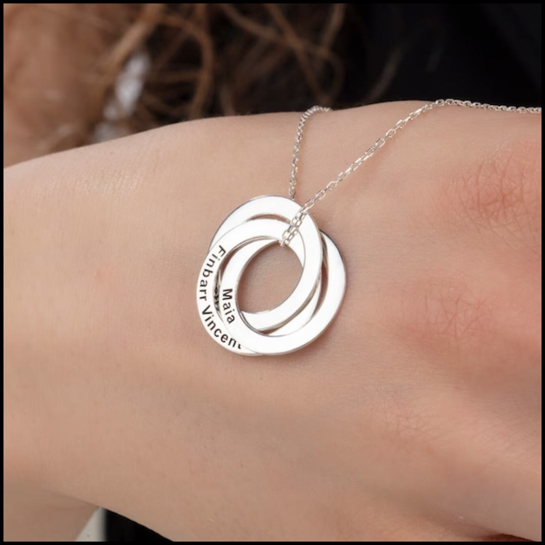 14K Gold Multi Circle Name Personalized Necklace