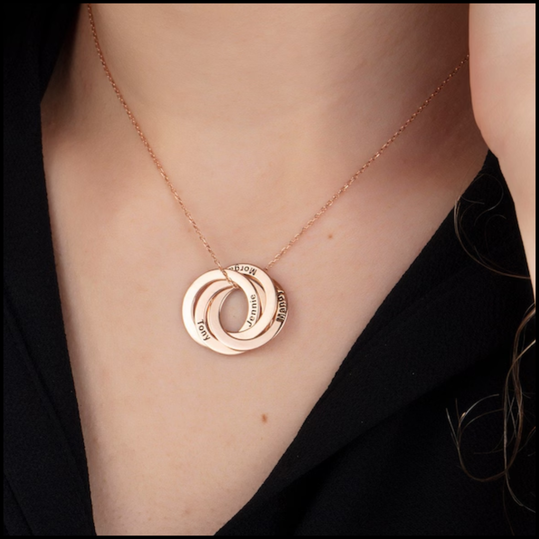 14K Gold Multi Circle Name Personalized Necklace