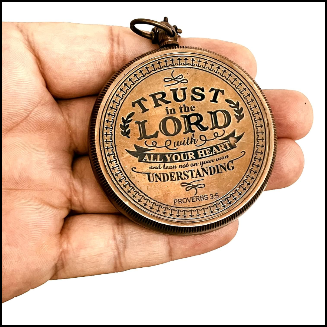 Trust In The Lord With All Your Heart (Proverbs 3:5) Quote Engraved Compass