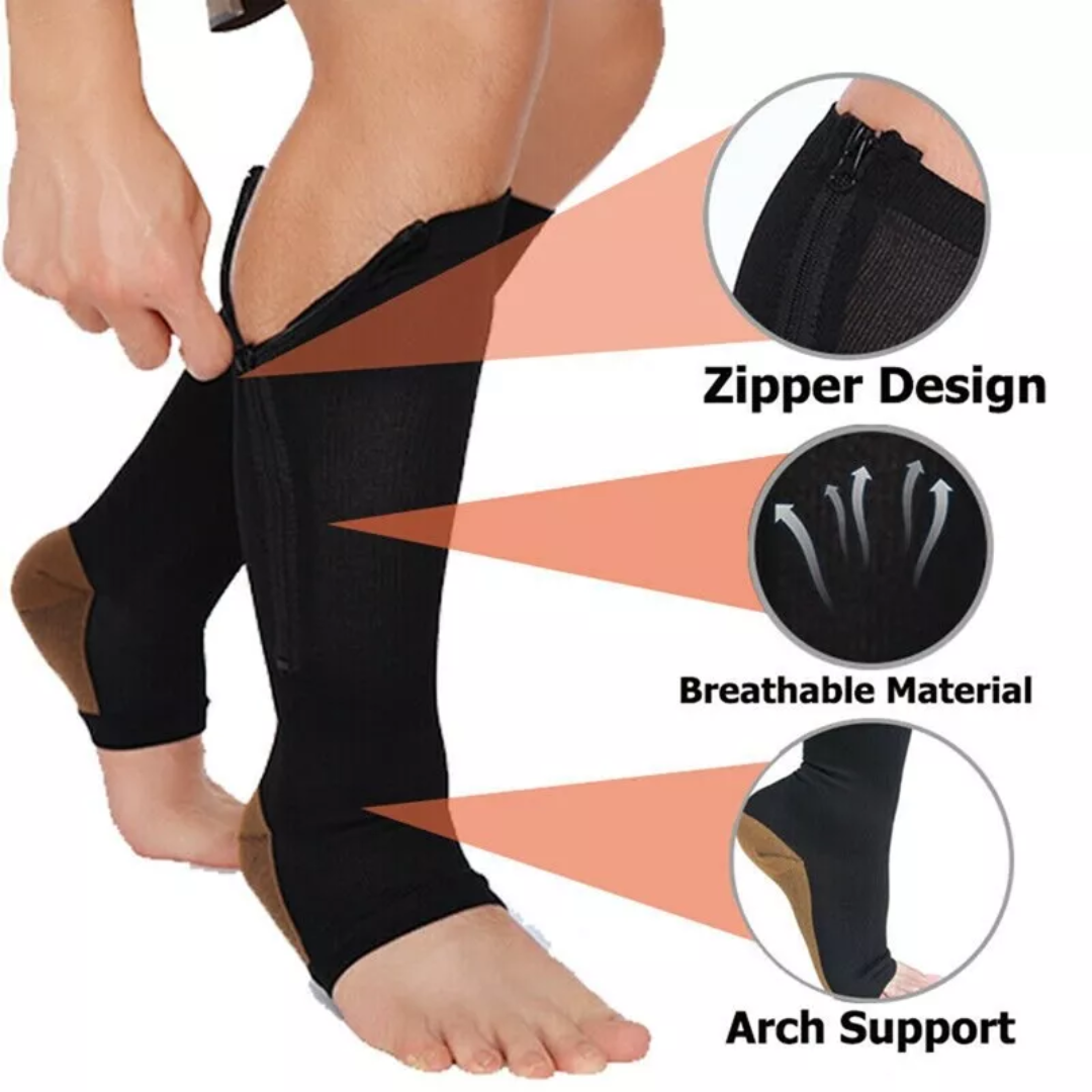 Zipper Compression Socks - Pain Relief Knee High Zip Leg Support