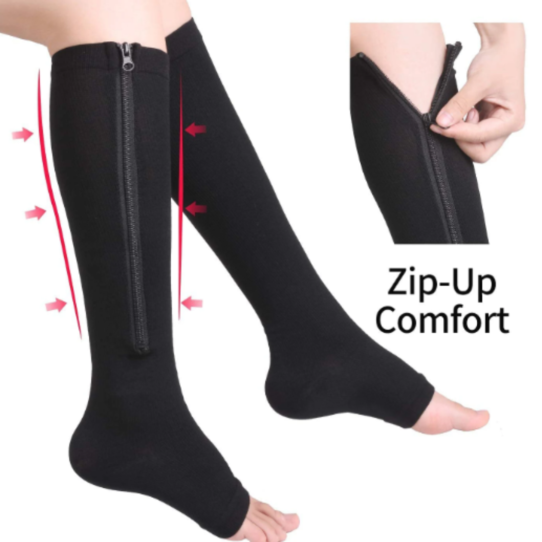 Zipper Compression Socks - Pain Relief Knee High Zip Leg Support