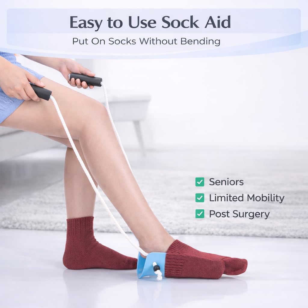 4-in-1 Sock Aid Kit with Remover, Leg Lifter & Car Handle
