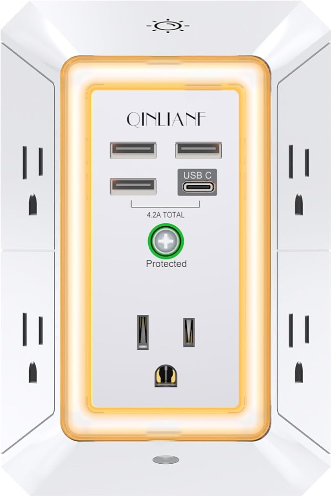 Multi-Outlet Wall Charger with USB Ports & Surge Protection