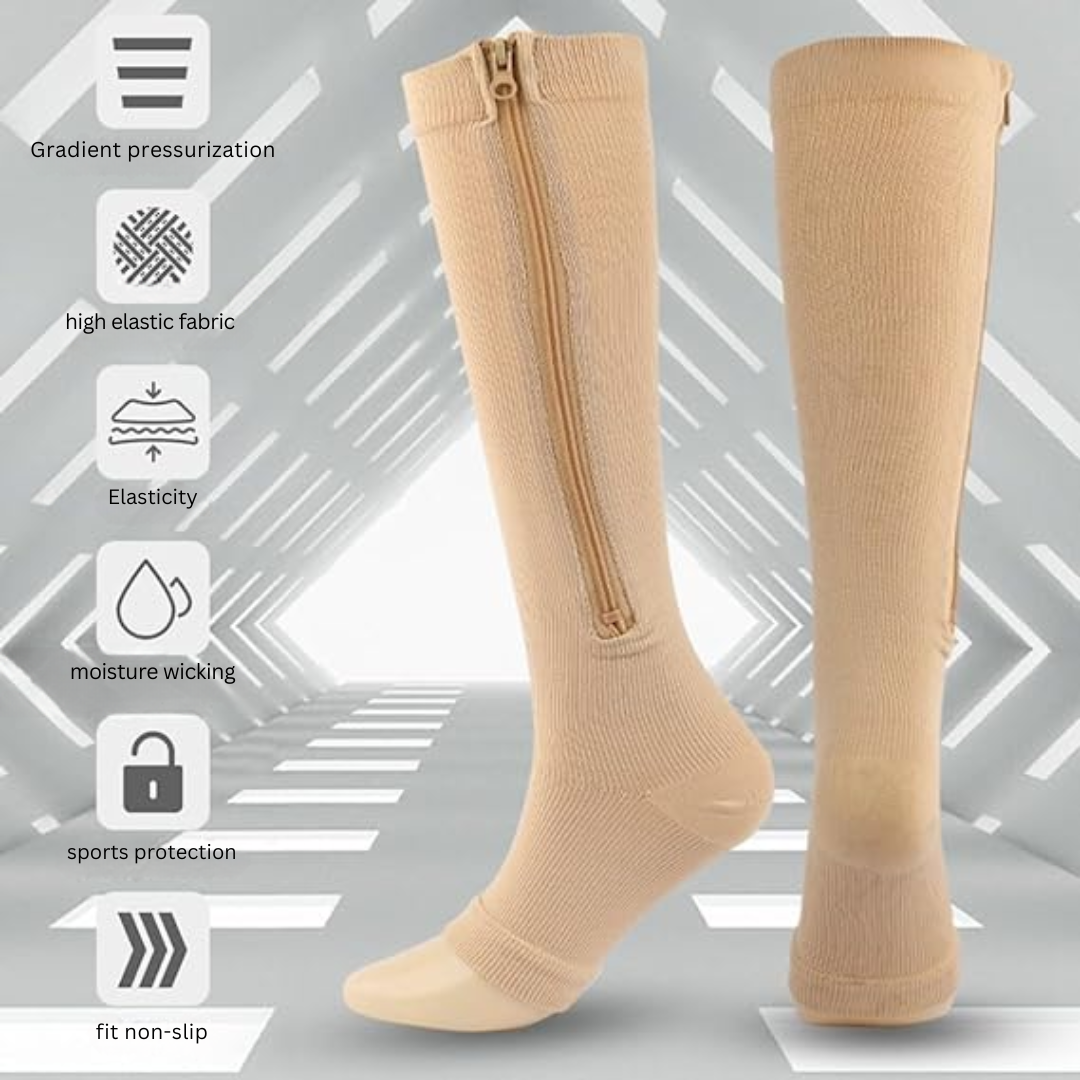 Zipper Compression Socks - Pain Relief Knee High Zip Leg Support