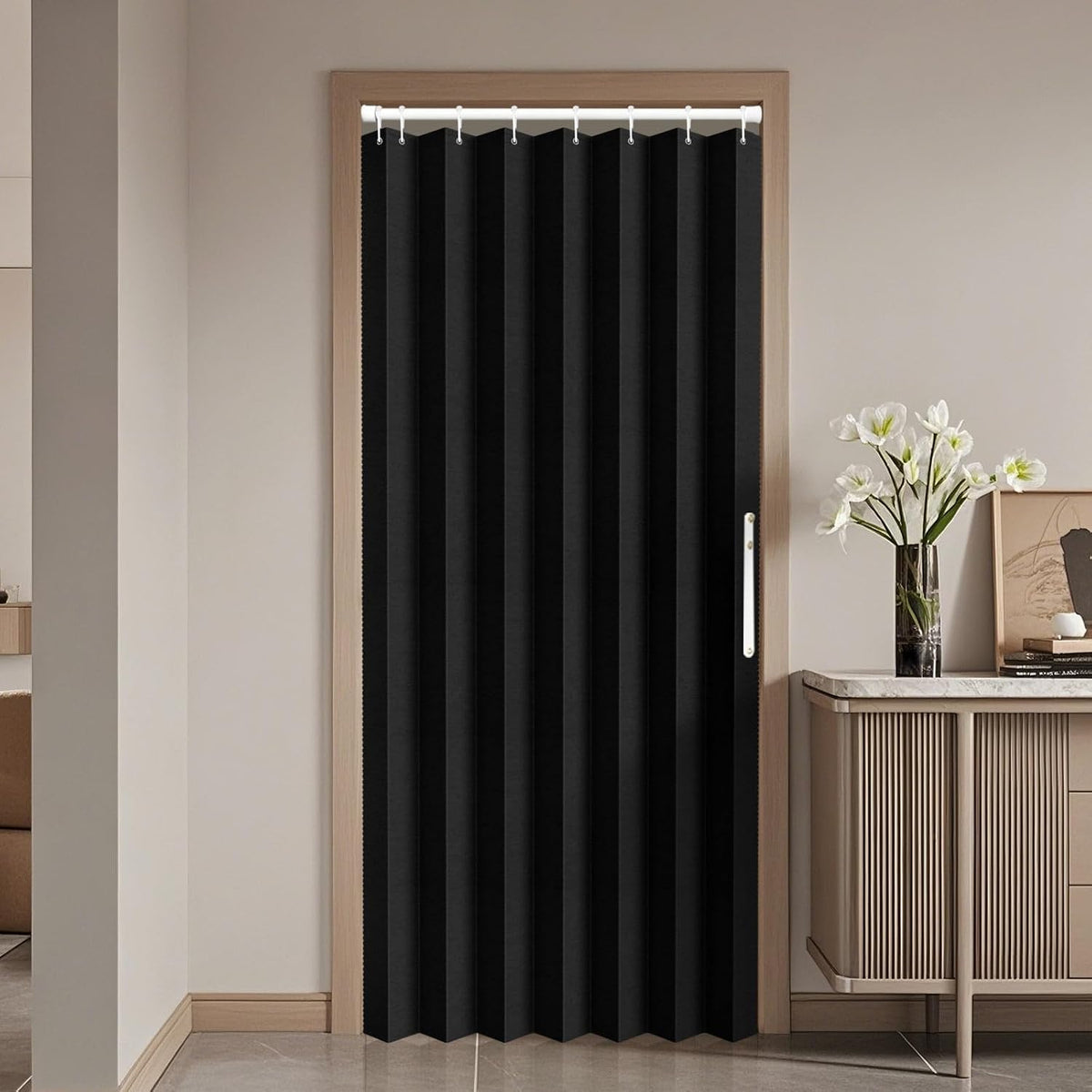 100% Blackout Folding Door Curtain with Magnetic Closure
