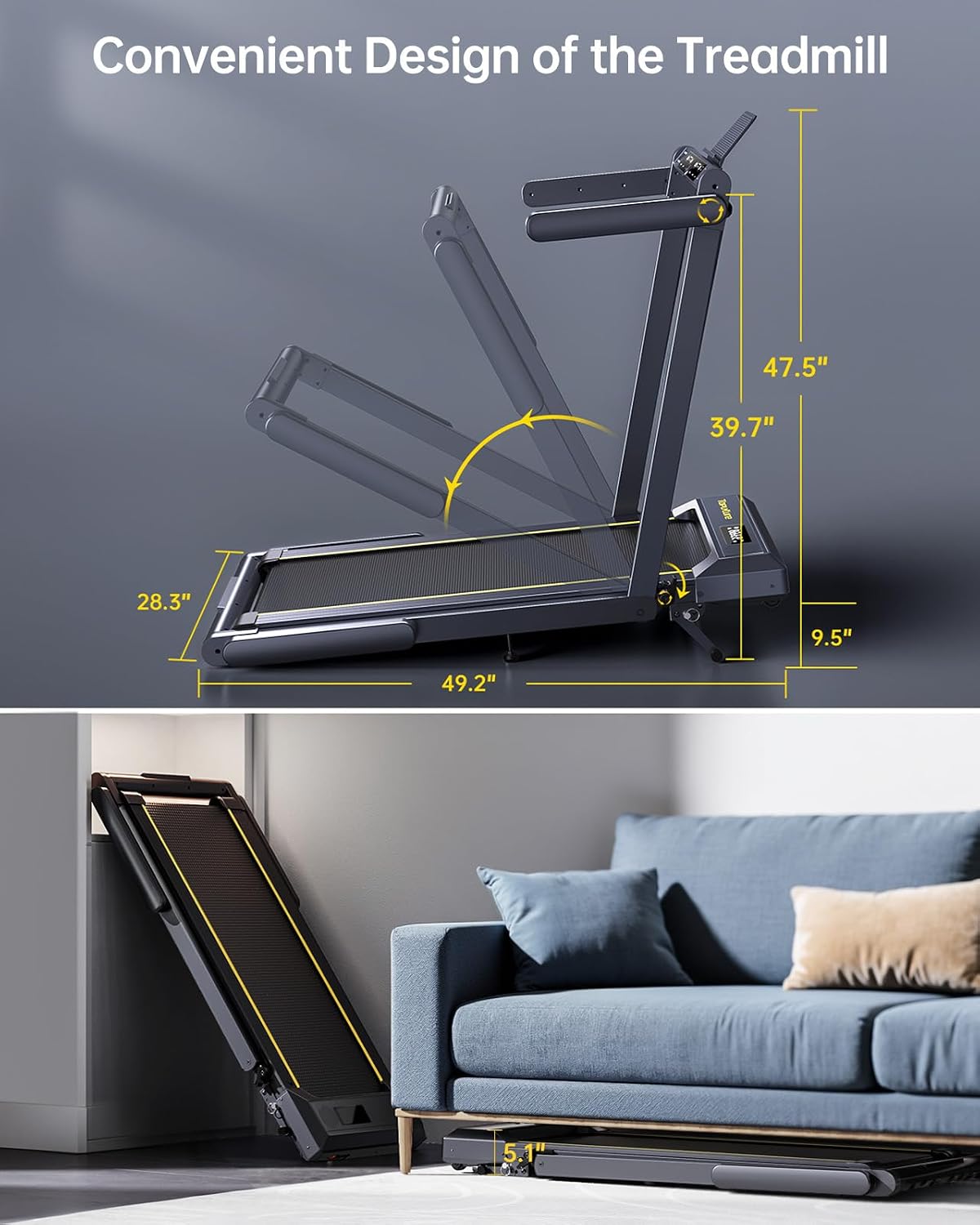 4-in-1 Foldable Treadmill with 12% Incline & App Control