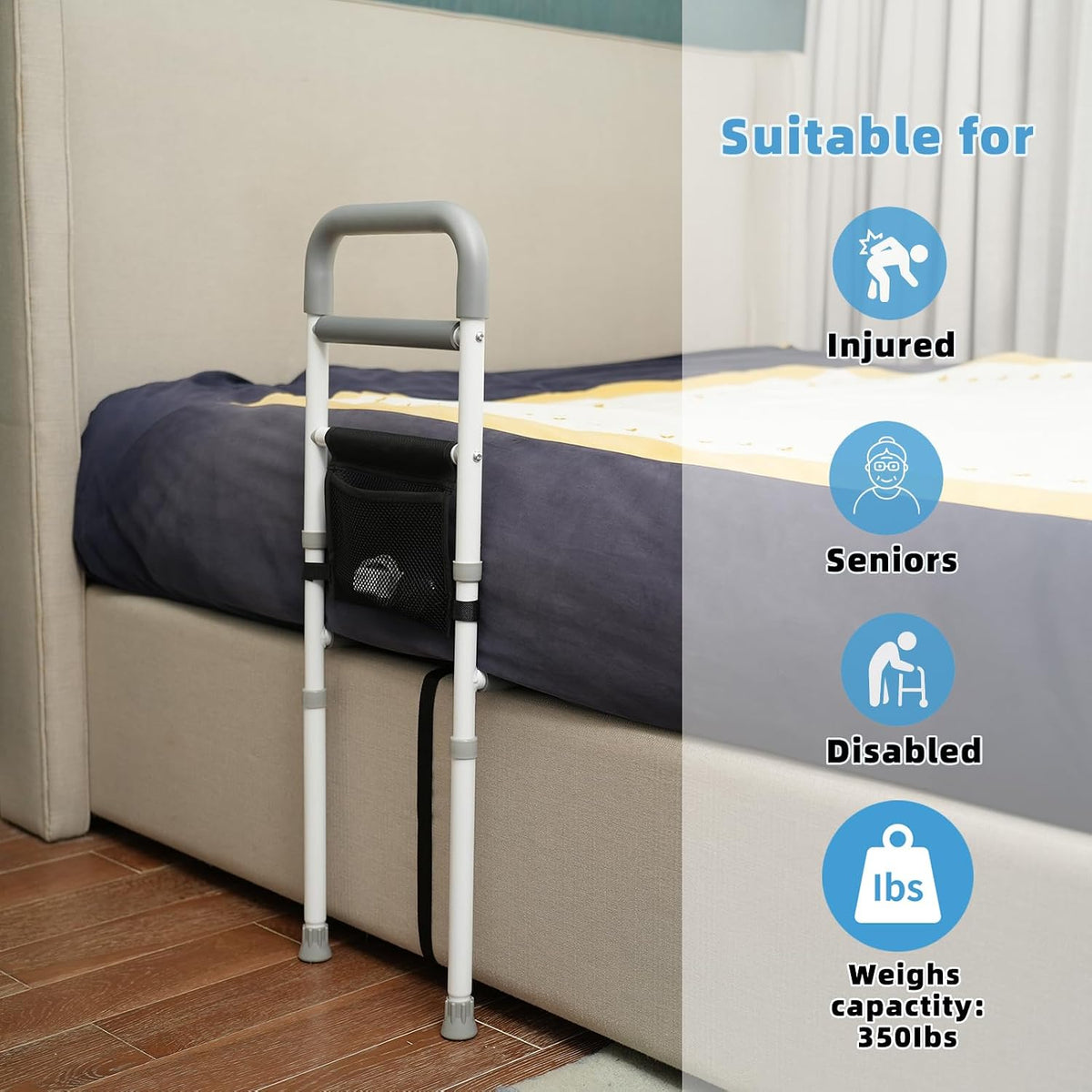 Bed Rails with Support Legs for Enhanced Bedside Stability