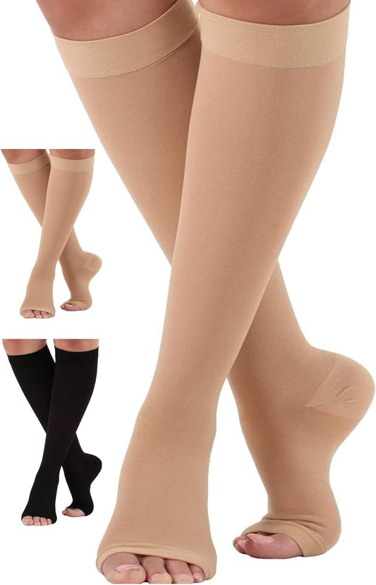 ABSOLUTE SUPPORT Medical Compression Socks for Women & Men 30-40mmHg, Open Toe, Made in USA A311