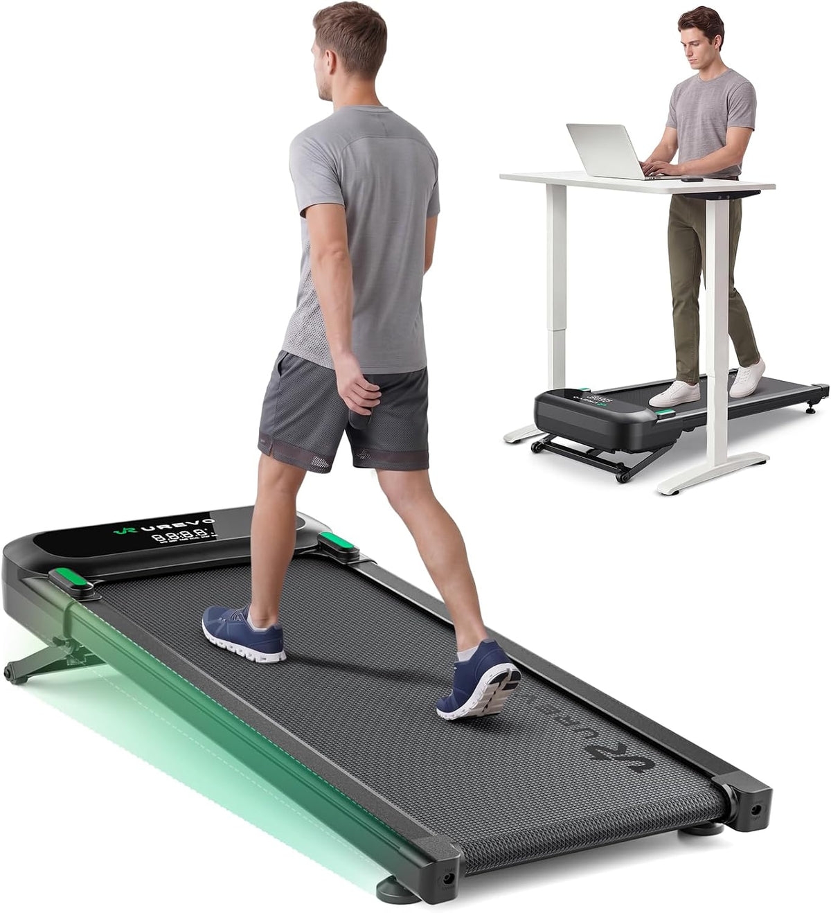 Auto Incline Walking Pad Treadmill with 12% Motorized Desk System