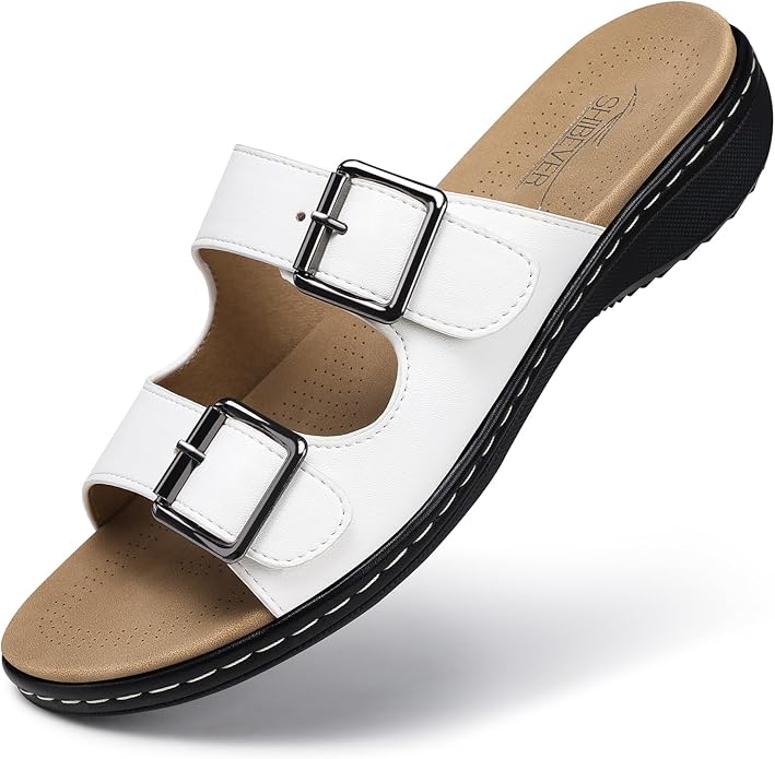 Women's Arch Support Sandals - Adjustable Wide Fit Flats