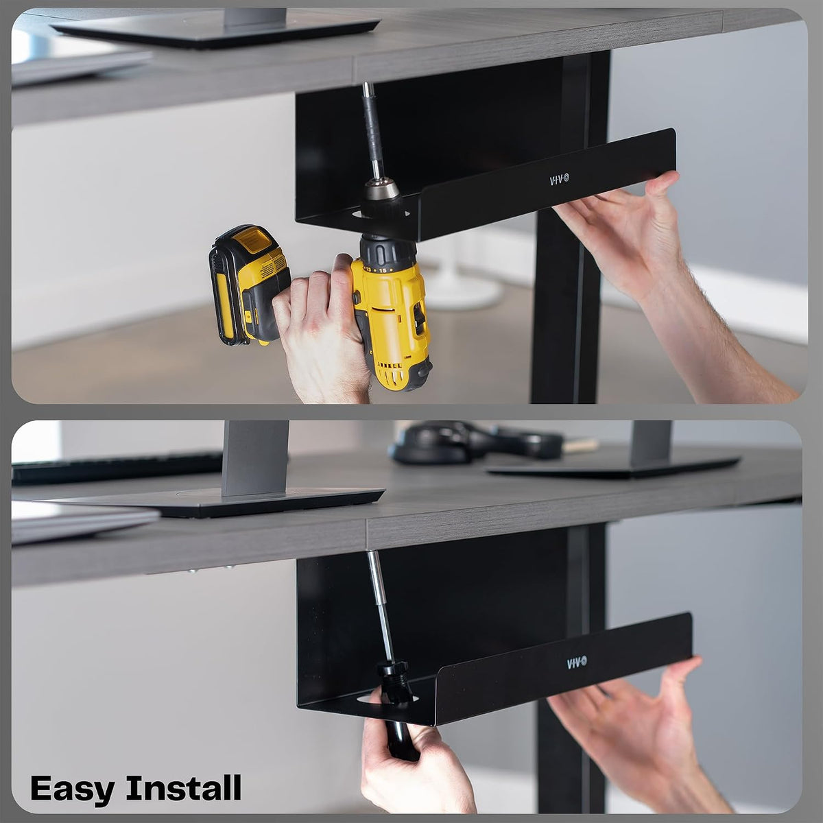 17 Inch Extra Deep Under Desk Cable Management Tray System