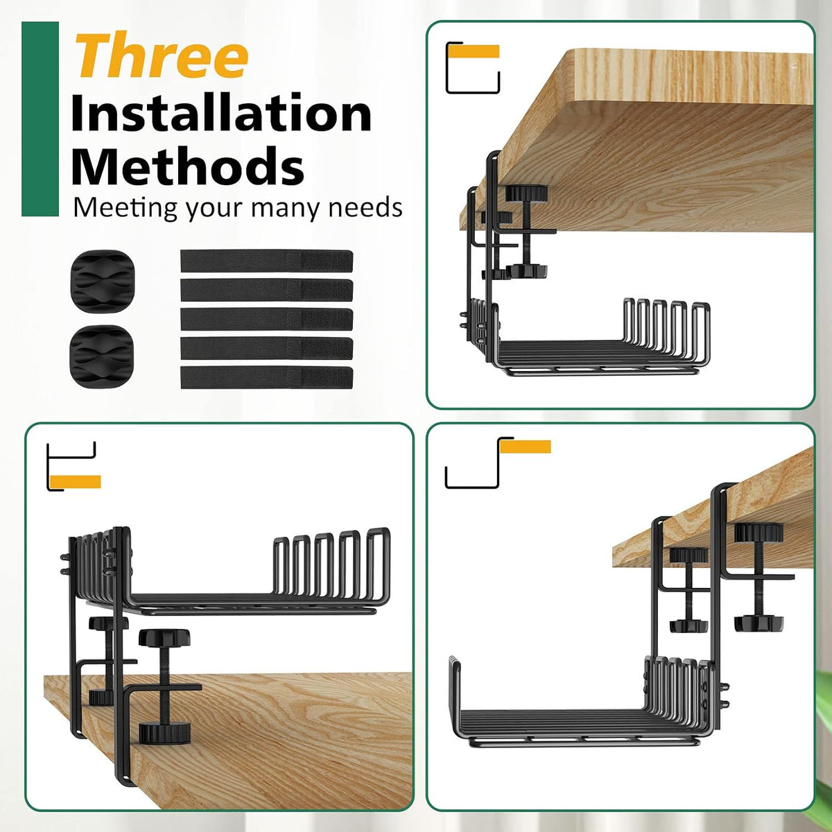 Under Desk Cable Management Tray - No Drill Steel 15.7 inch