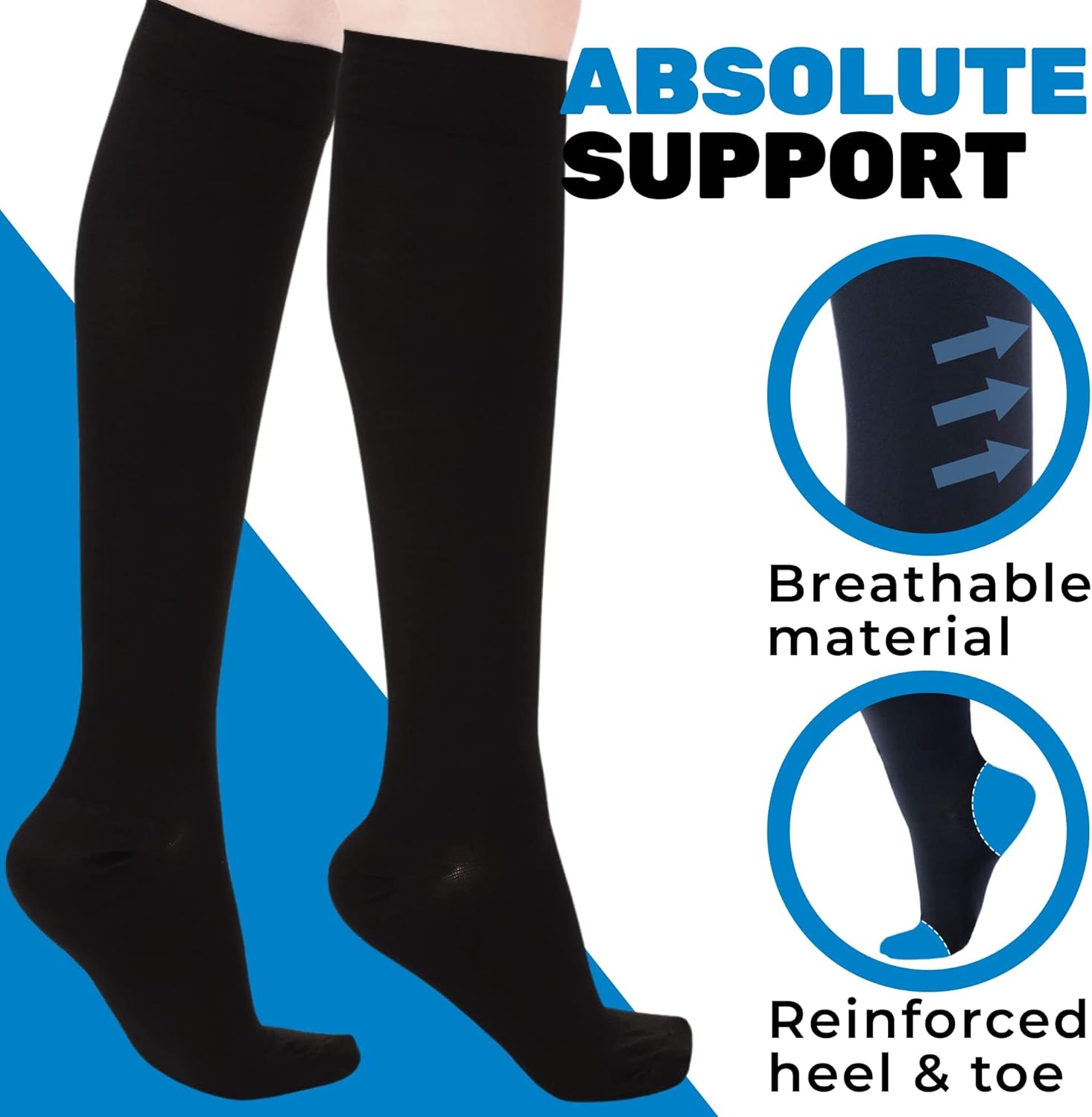 Made in USA - Compression Socks for Women and Men Circulation 30-40mmHg - A301