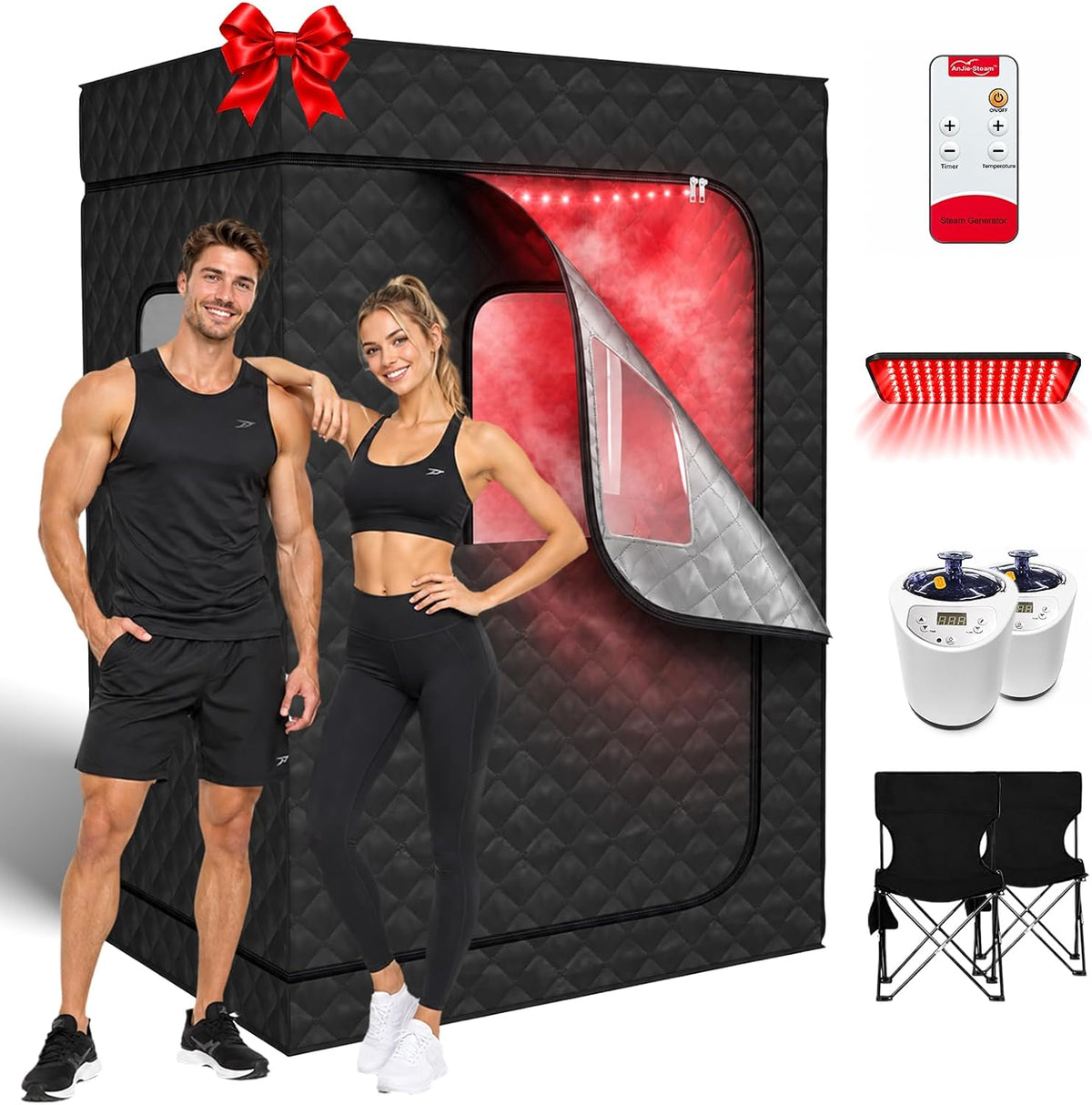 Portable Infrared Sauna with Red Light Therapy & Steam