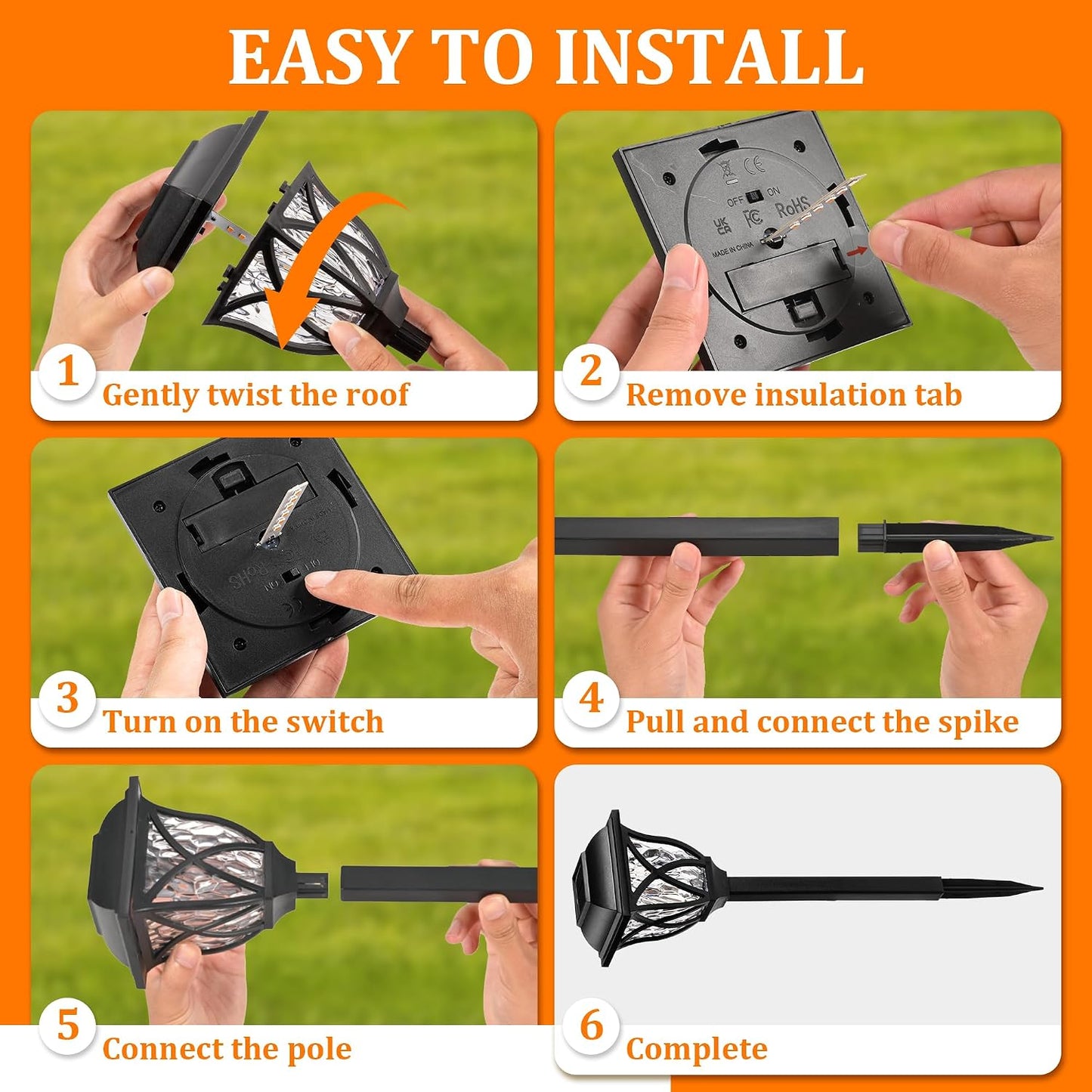 Solar Garden Lights Outdoor Waterproof LED Path Lighting