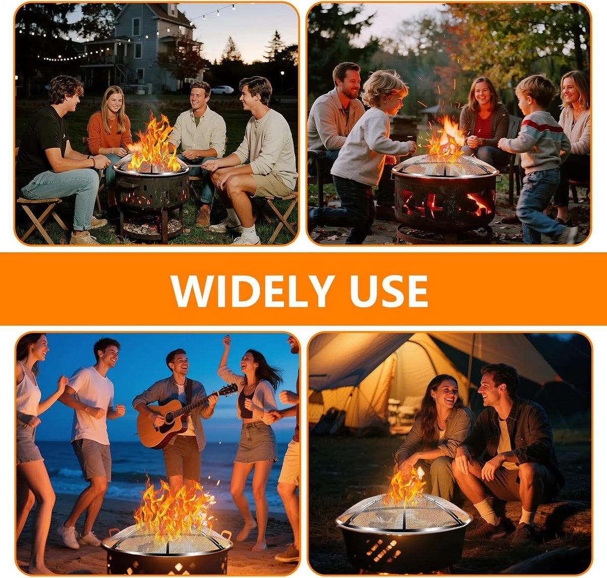Premium Stainless Steel Fire Pit Spark Screen with Handle