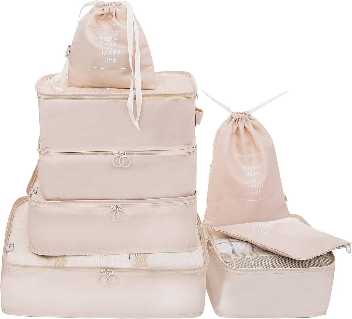8-Piece Travel Packing Cube System with Laundry Bags