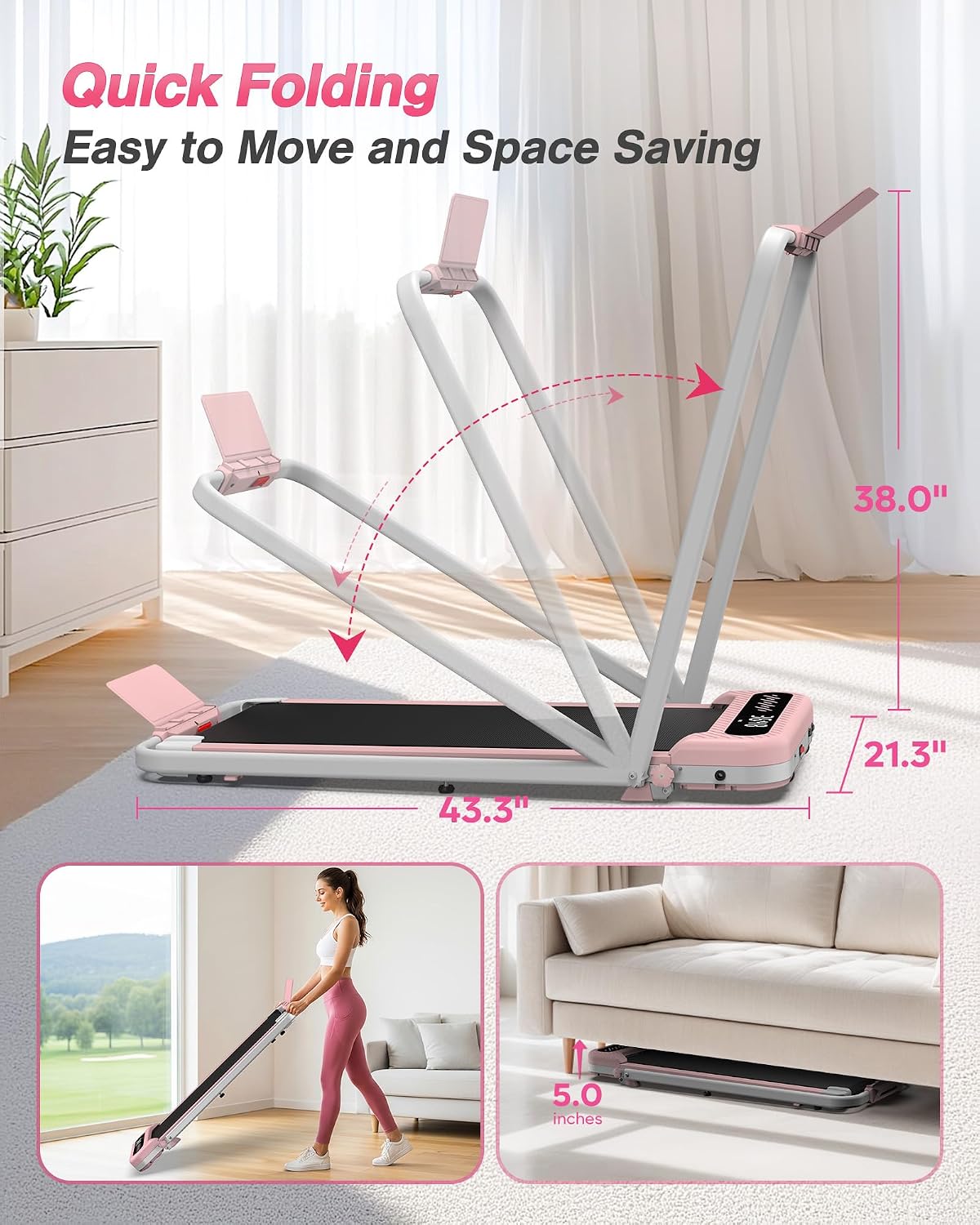Incline Walking Pad with Handle Bar - 350 Lb Capacity