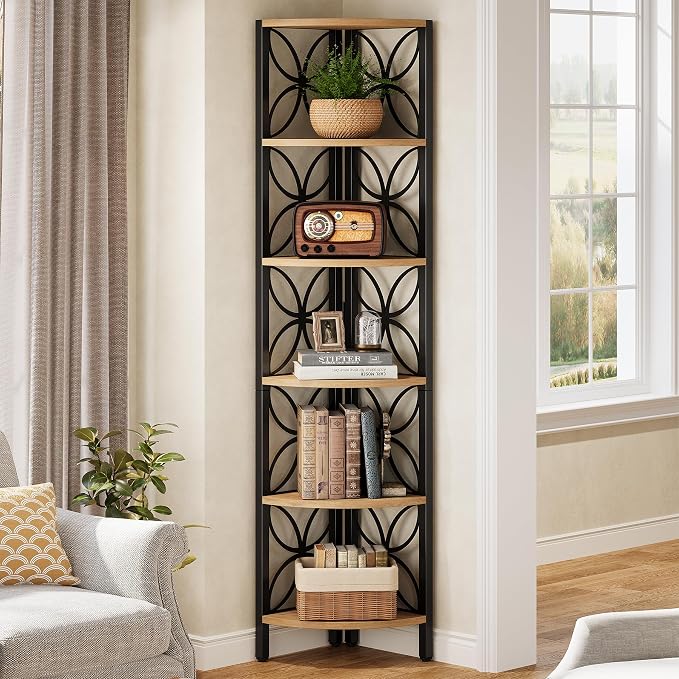 6-Tier Corner Shelf - Space-Saving Vertical Storage Tower