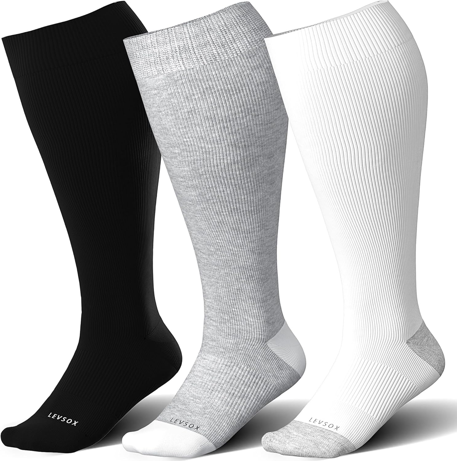 LEVSOX Wide Calf Compression Socks for Women&Men Plus Size 1520mmHg K
