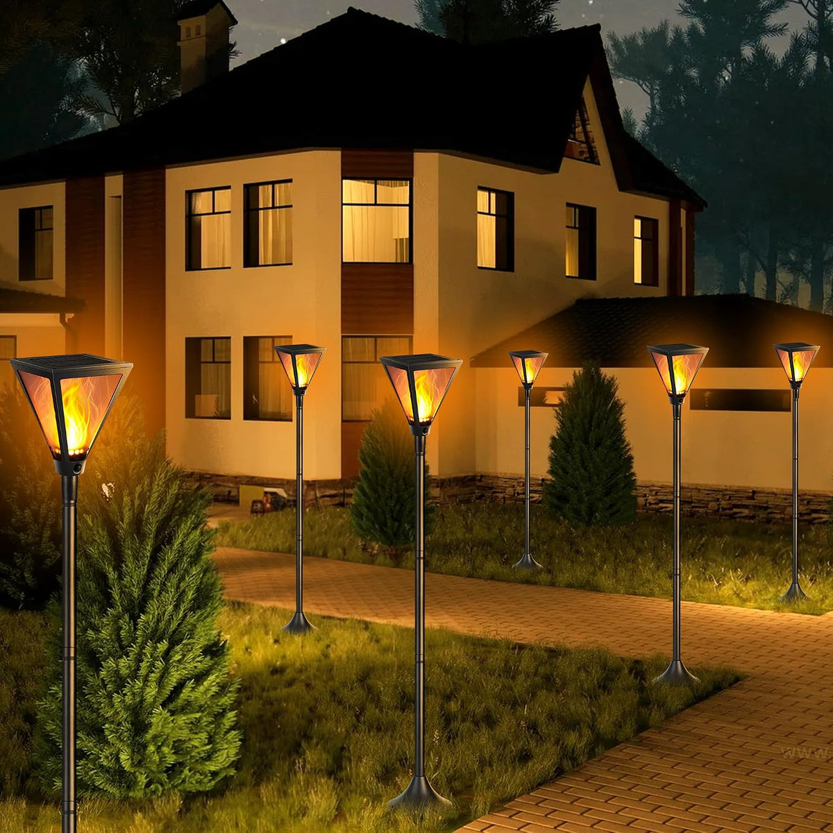 Solar Flame Post Lights – 28 & 55 Inch Pathway Lamps