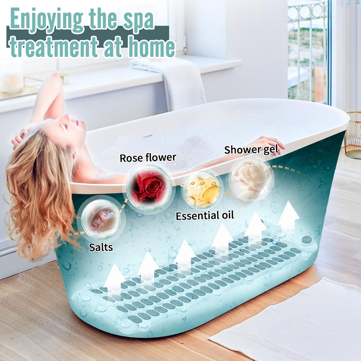 Transform Your Bathtub into a Spa Oasis with the Upgraded 2.0 Bubble Bath Mat - Ultimate Relaxation with Electric Bubble Massage and Remote Control