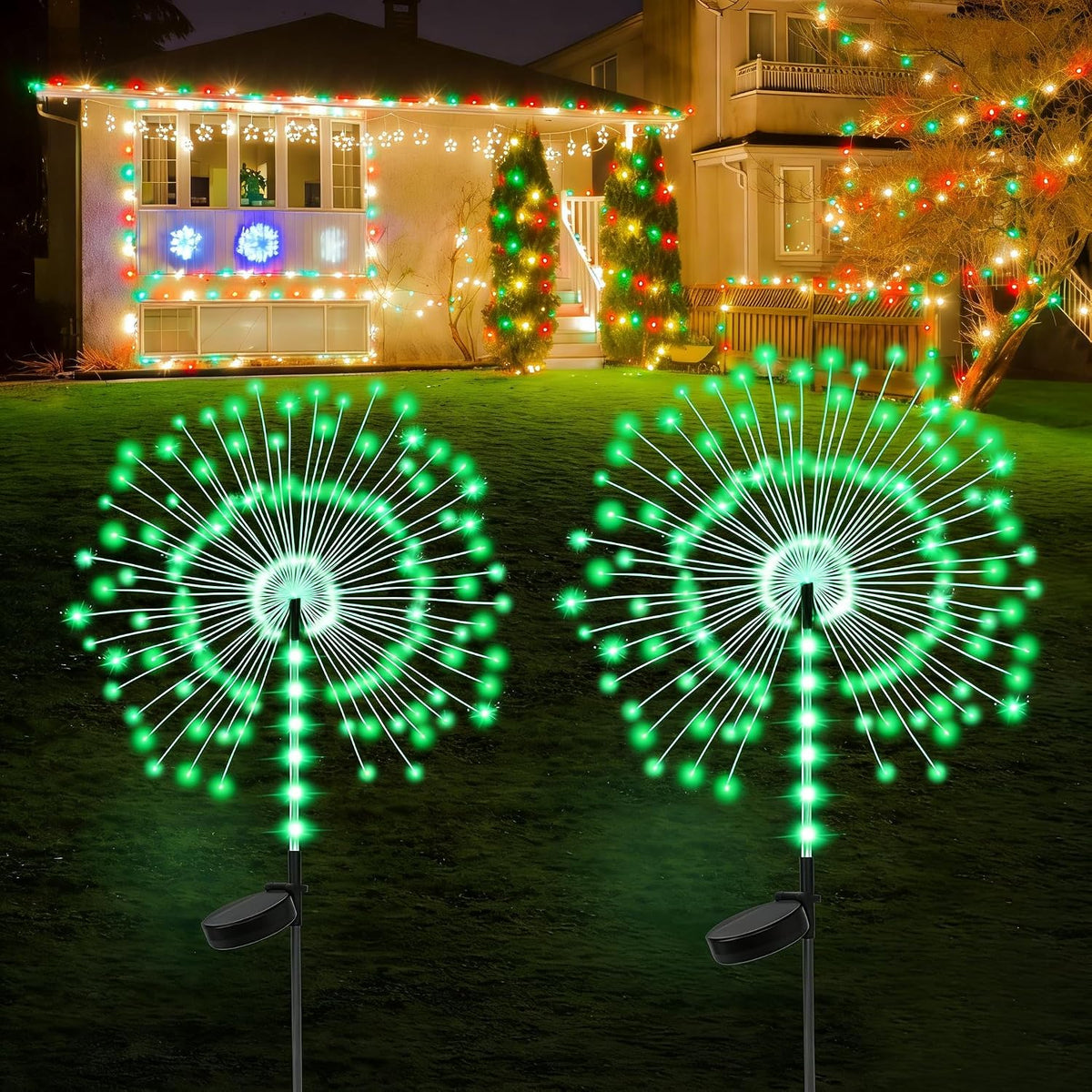 Solar Firework Lights - Outdoor Garden Stake Decor (2-Pack)