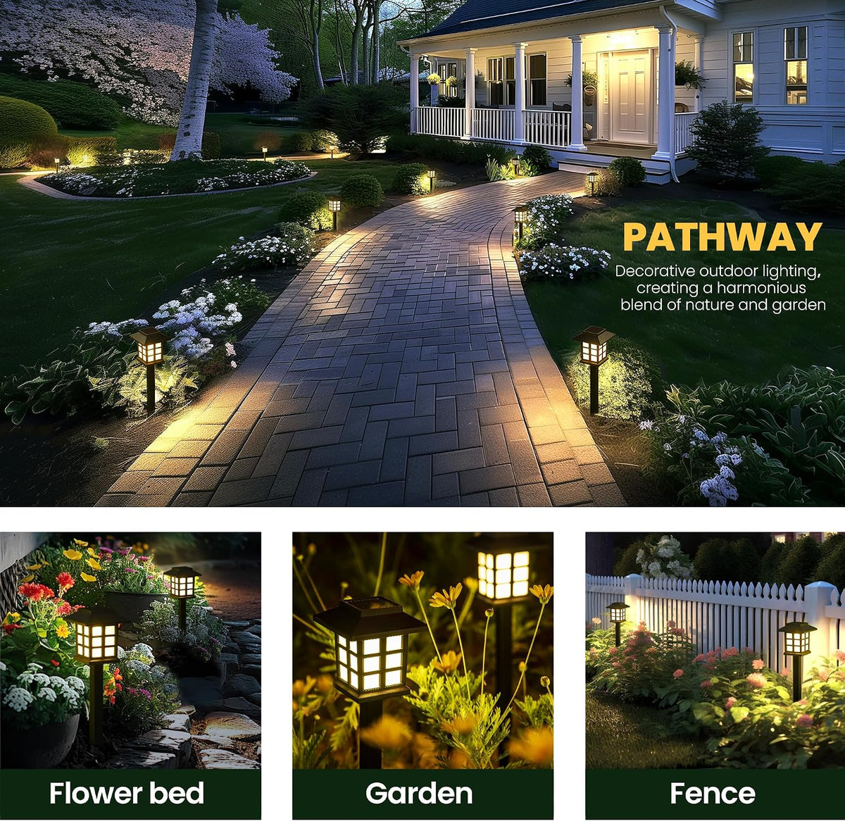 Solar Pathway Lights Outdoor Waterproof LED Garden Decor