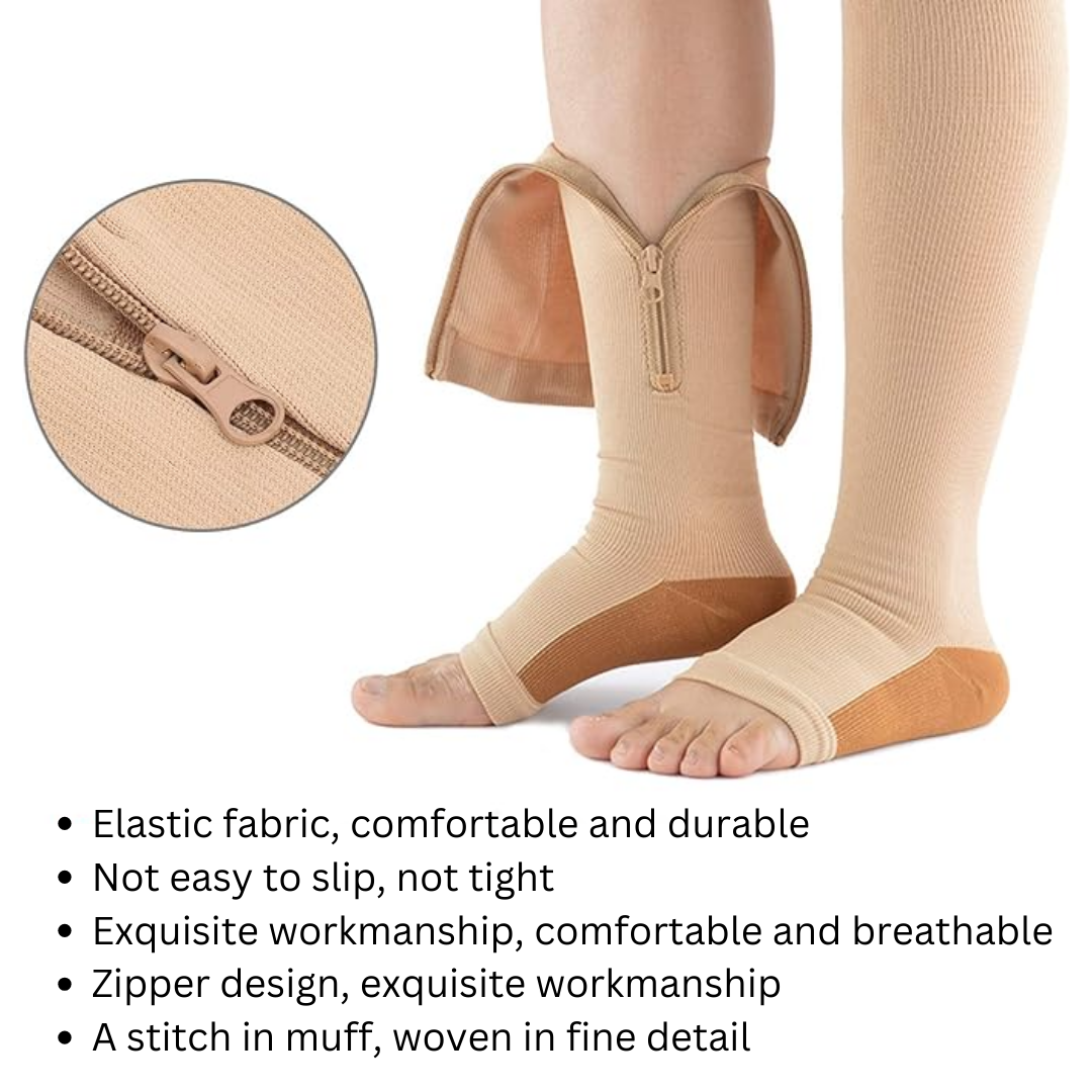 Zipper Compression Socks - Pain Relief Knee High Zip Leg Support