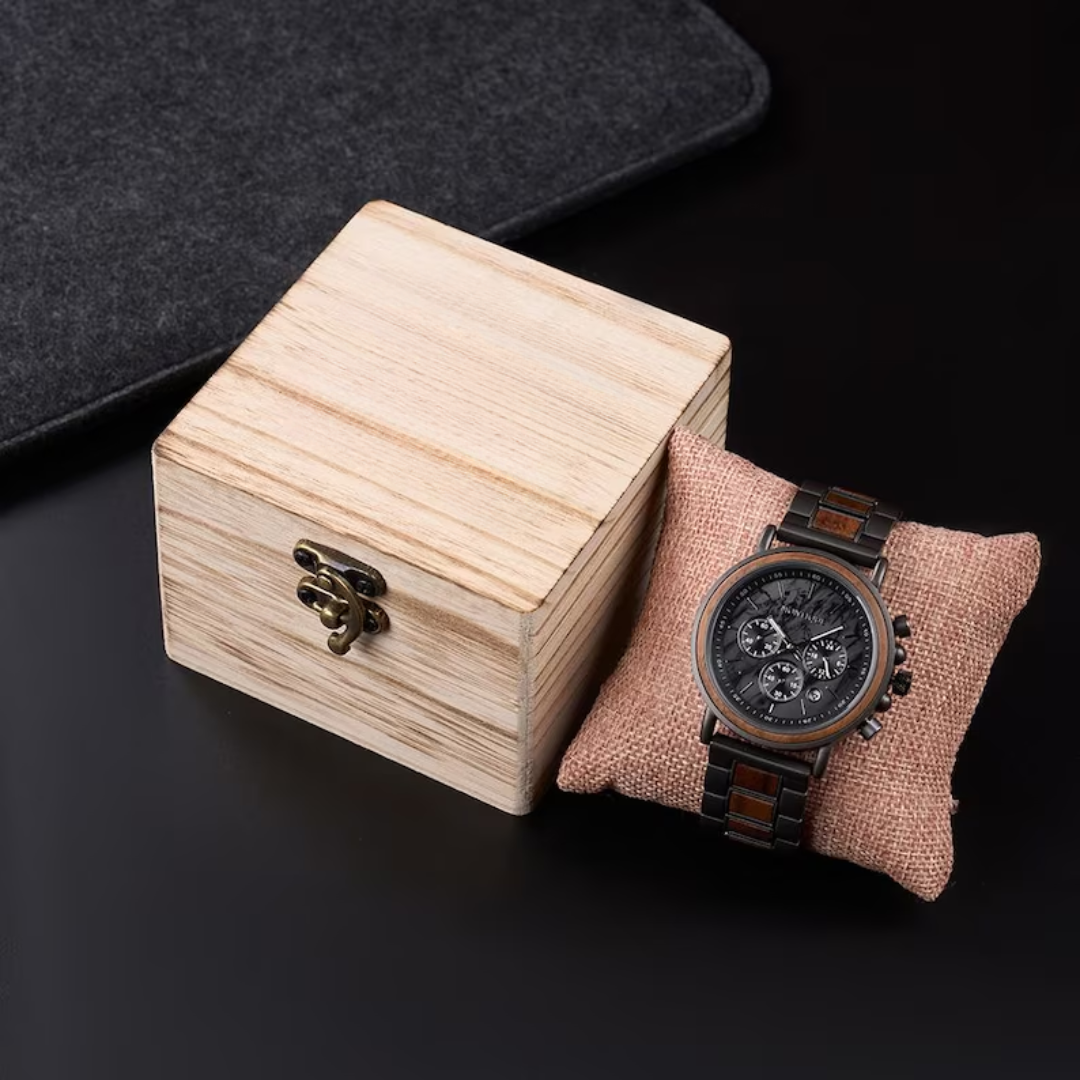 Engraved Walnut Watch for Husband - 1st Anniversary Gift For Boyfriend - Personalized Custom Marble Wooden Gift For Him - Mens Wedding Gift