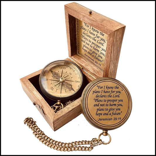 For I know The Plans I have For You (Jeremiah 29:11) Quote Engraved Compass (Design #1)