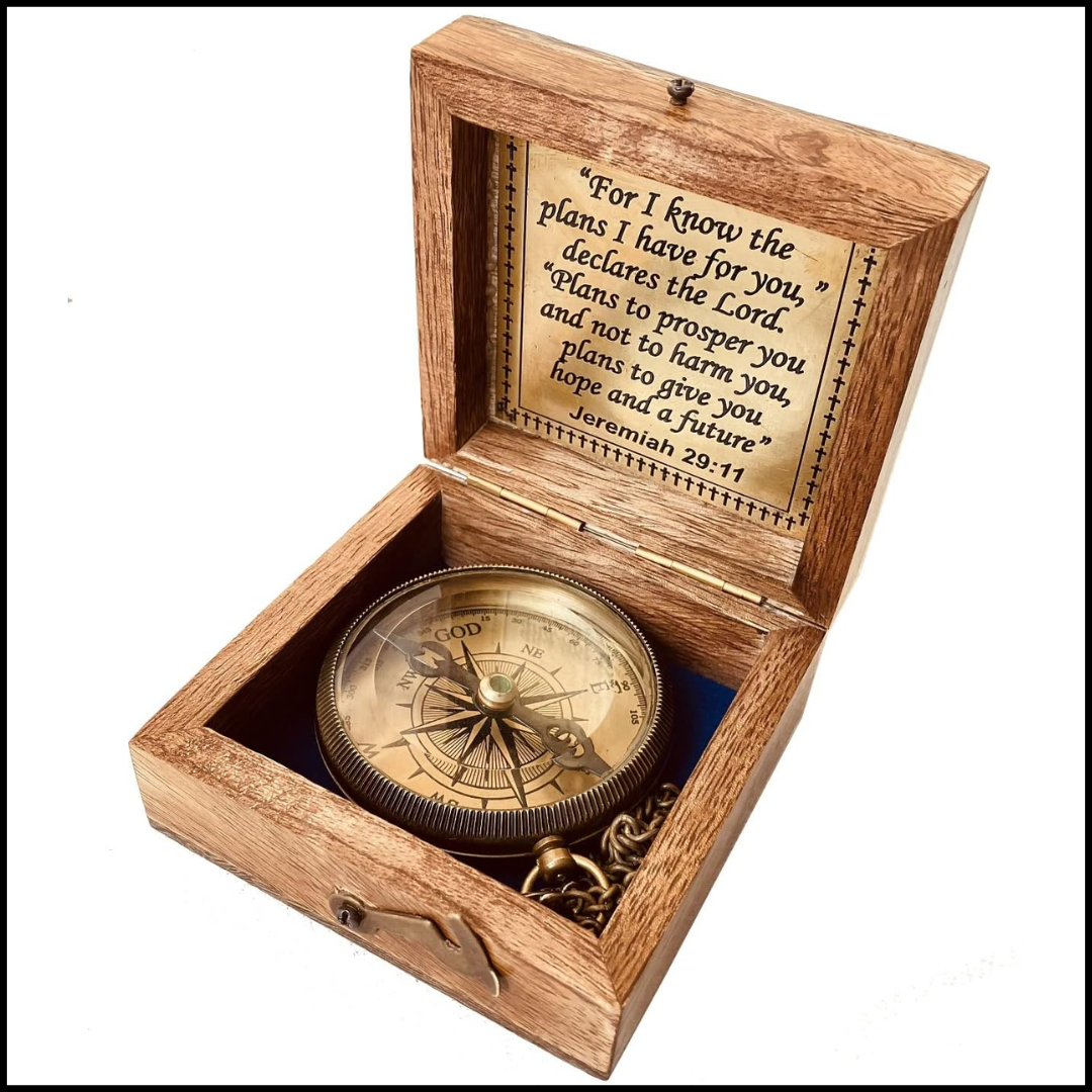 For I know The Plans I have For You (Jeremiah 29:11) Quote Engraved Compass