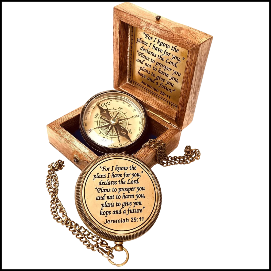 For I know The Plans I have For You (Jeremiah 29:11) Quote Engraved Compass