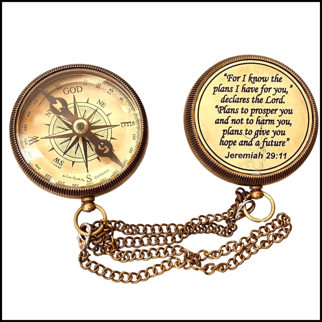 For I know The Plans I have For You (Jeremiah 29:11) Quote Engraved Compass
