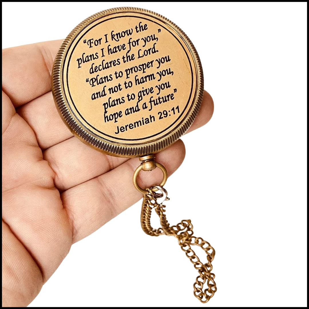 For I know The Plans I have For You (Jeremiah 29:11) Quote Engraved Compass