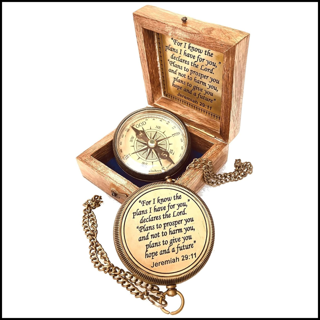 For I know The Plans I have For You (Jeremiah 29:11) Quote Engraved Compass