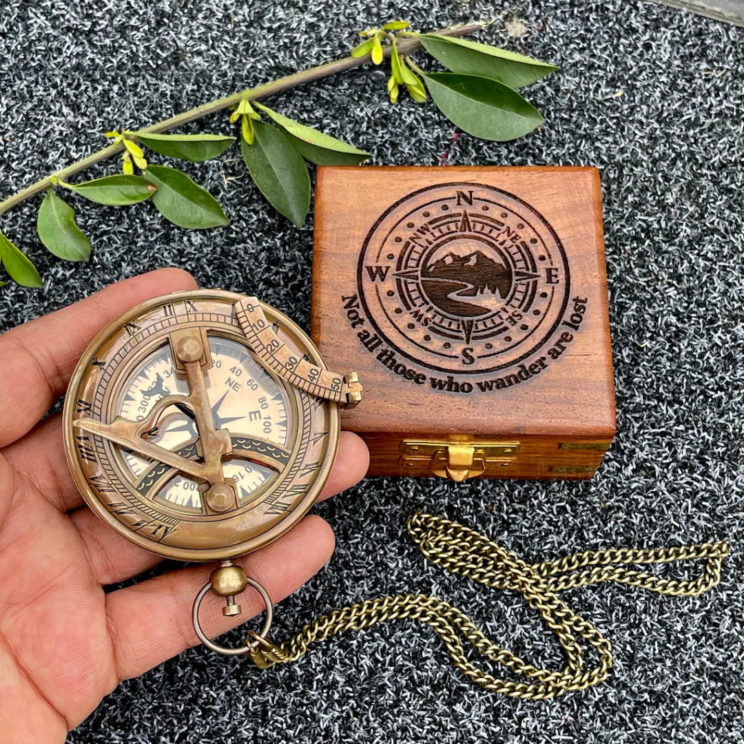 Engraved Sundial Compass