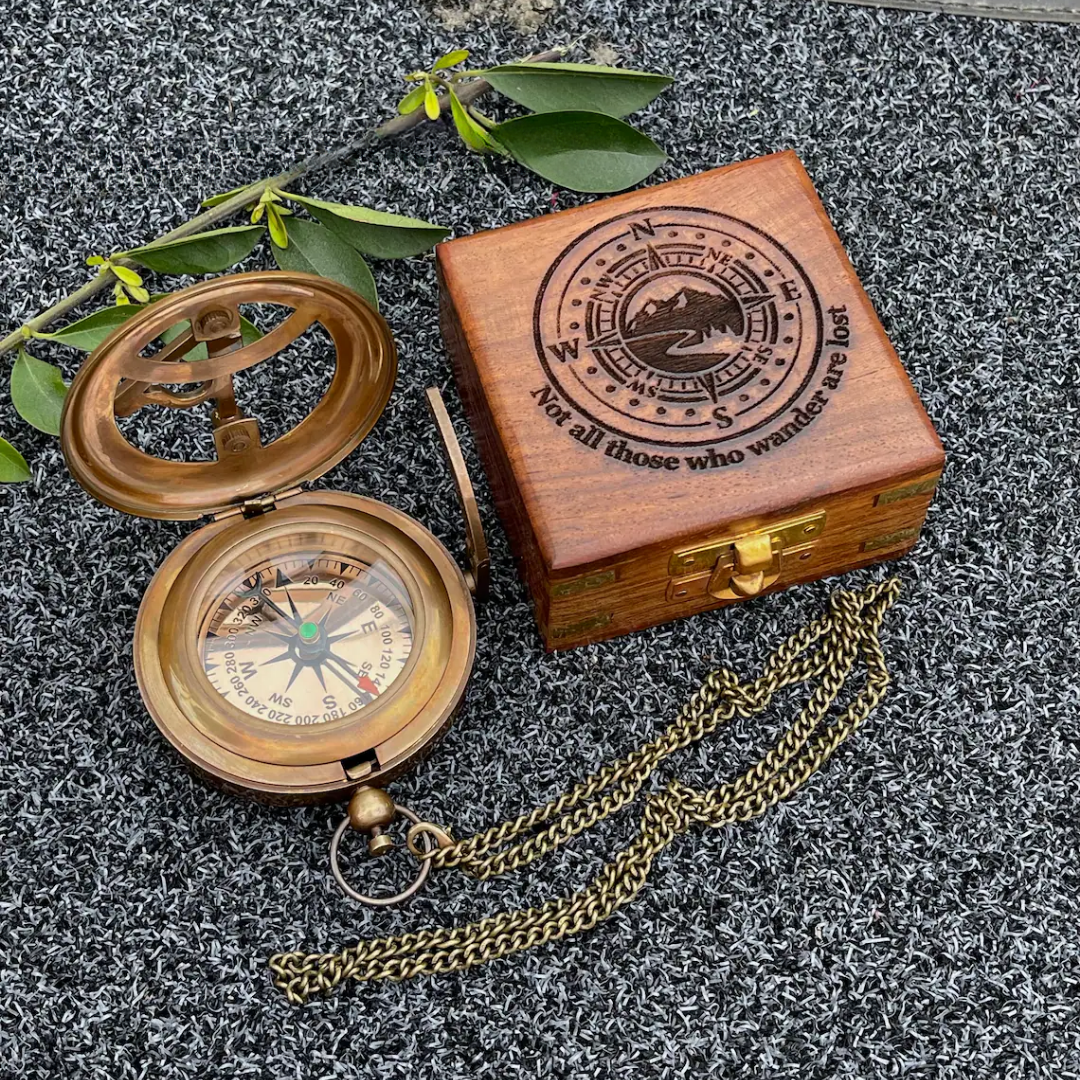 Engraved Sundial Compass