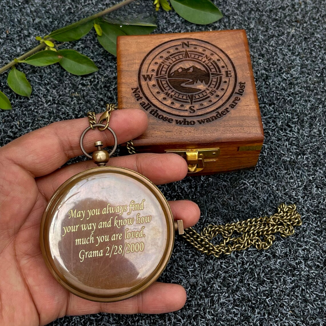Engraved Sundial Compass