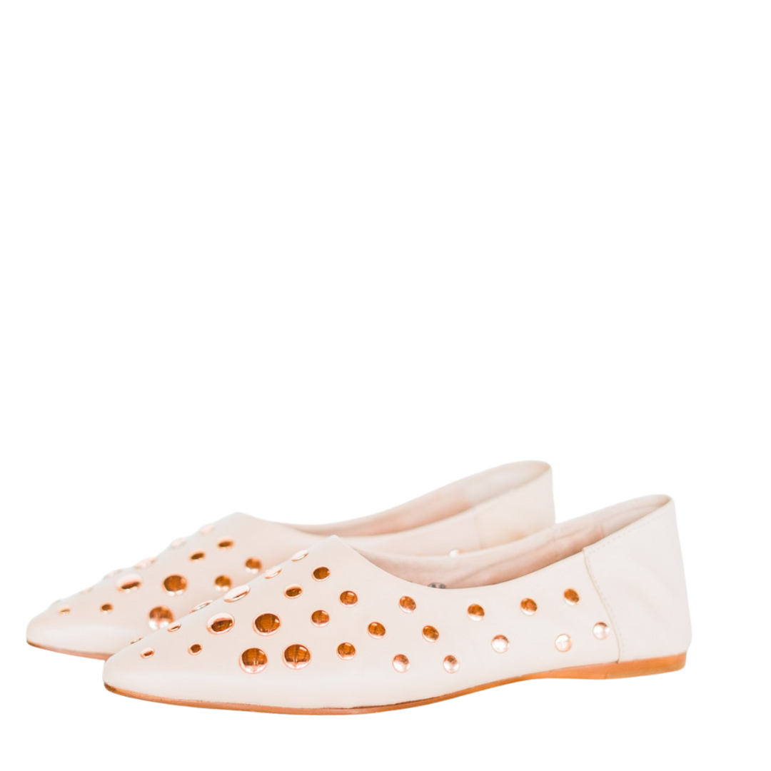 Harriette Leather Flats in Blush